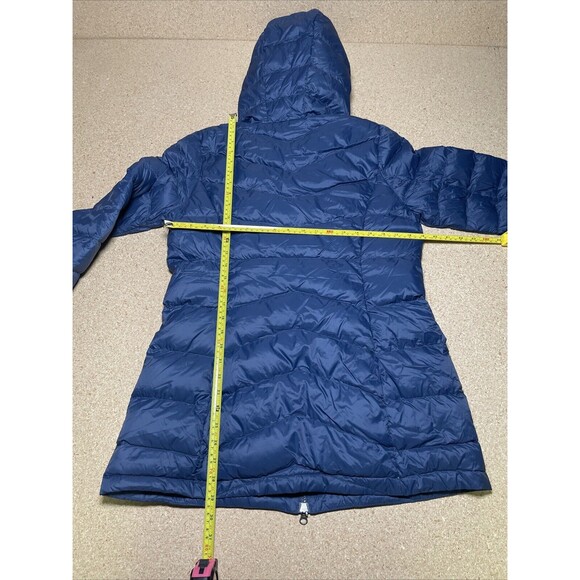 Eddie Bauer Jacket Women's Down Puffer Jacket Size M EB650 Blue Hooded Zip B2 - Picture 7 of 7